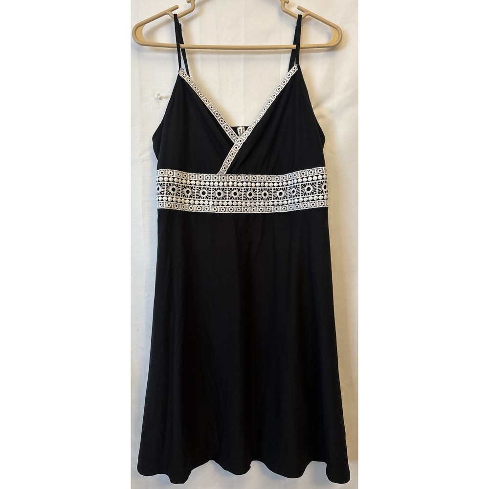 Y2K Mudd Black/White Spaghetti‎ Strap Dress Women's LG Summer Vacation Beach 90s